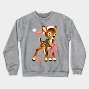 Retro Christmas Reindeer with Wreath Crewneck Sweatshirt